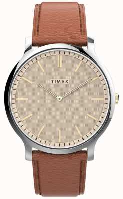 Timex Gallery | Beige Dial | Tan Leather Strap TW2V28200