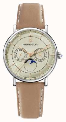 Herbelin Men's Inspiration | Champagne Moonphase Dial | Tan Leather Strap 12747AP17TR