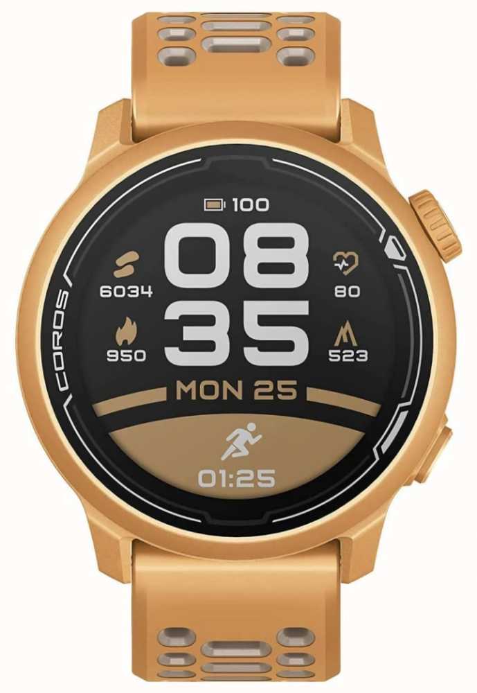 Coros PACE 2 Premium GPS Sport Watch With Silicone Strap - Gold