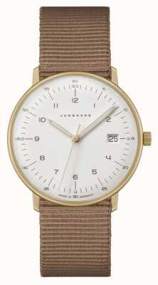 Junghans Max Bill Damen | Brown Fabric Strap | White Dial Sapphire Crystal 47/7055.02