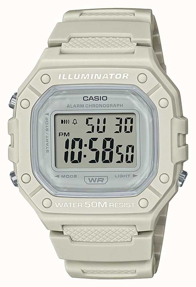 Casio Collection Cream Resin Strap Digital Watch W-218HC-8AVEF - Watches™