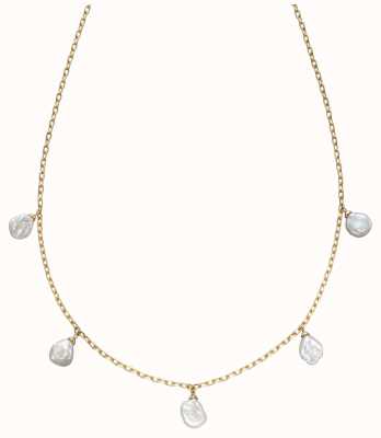 Elements Gold 9ct Gold Keshi Pearl Charm Necklace GN345