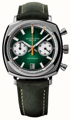 Duckworth Prestex Chronograph 42 (42mm) Green Sunburst Dial / Green Horween Leather D550-04-E