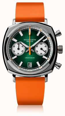 Duckworth Prestex Chrono 42 | Green Dial | Orange Rubber Strap D550-04-OR