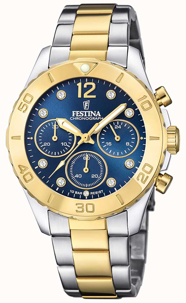 Verblinding iets advies Festina Ladies Two Tone Chrono Watch W/Bracelet & CZ Sets F20604/3 - First  Class Watches™ USA
