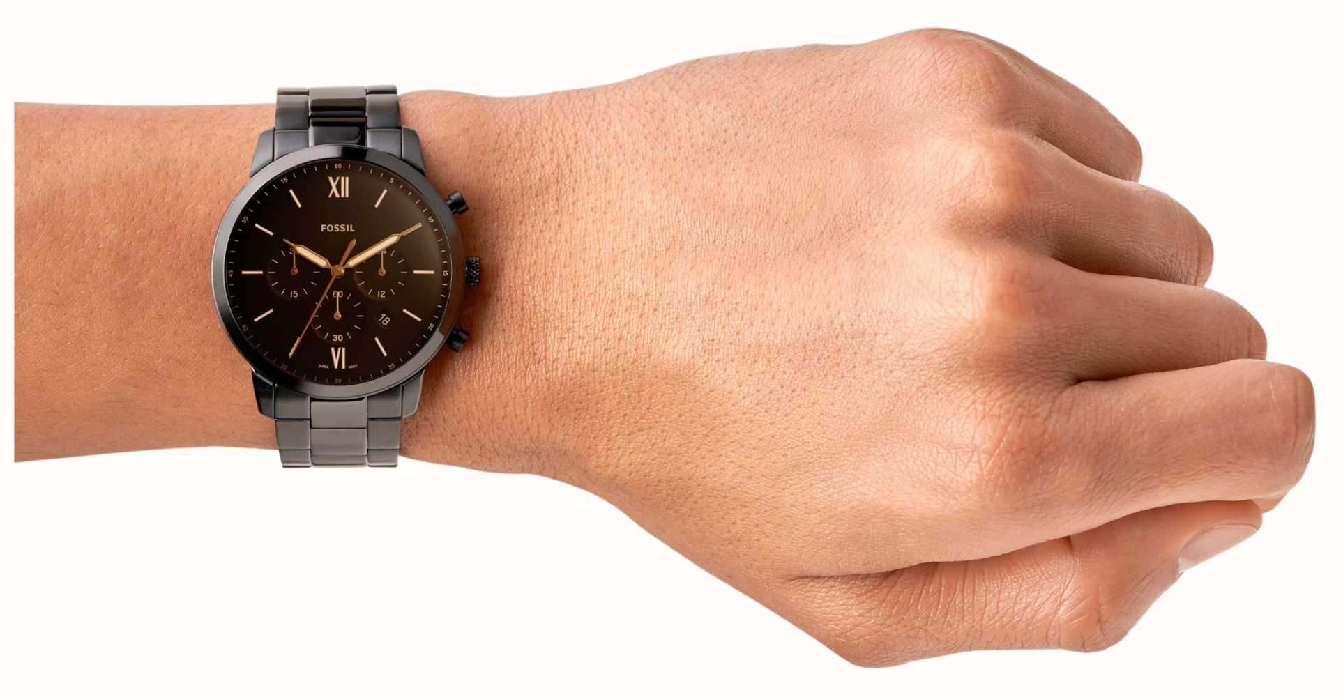 Fossil Men\'s Neutra Black | Amber Crystal Dial Chrono - Class Watches™ Bracelet USA | Black FS5525 | First