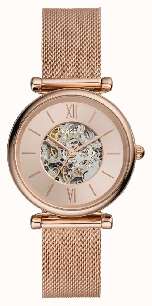 Fossil Women's Carlie Automatic | Rose Gold Open Heart Dial | Rose