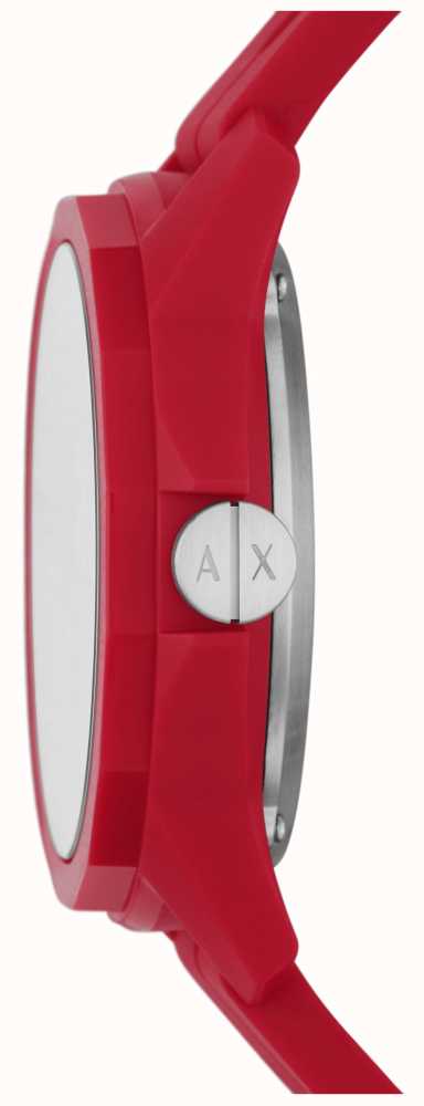 First | Dial - Armani Silicone AX1728 | Class Watches™ Automatic Exchange Black Skeleton Red USA Strap