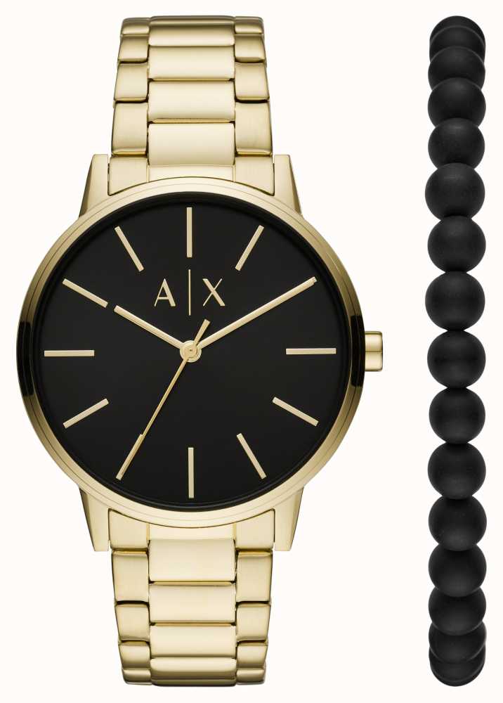 Armani Exchange Men's Watch And Bracelet Giftset | Gold Stainless