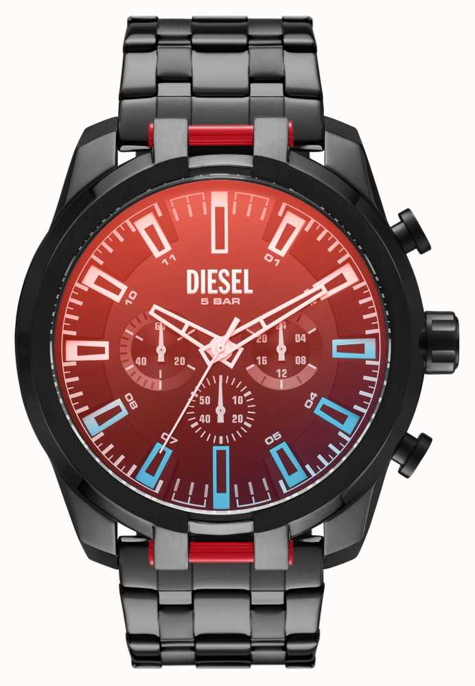 Steel First - Class Split DZ4589 Chronograph Watches™ Diesel Plated Black Watch Men\'s USA