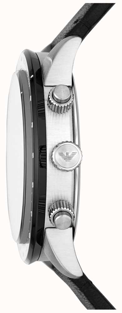 Emporio Armani Men\'s | Black Leather Watches™ - AR11243 First Strap USA Dial Chronograph | Class Black