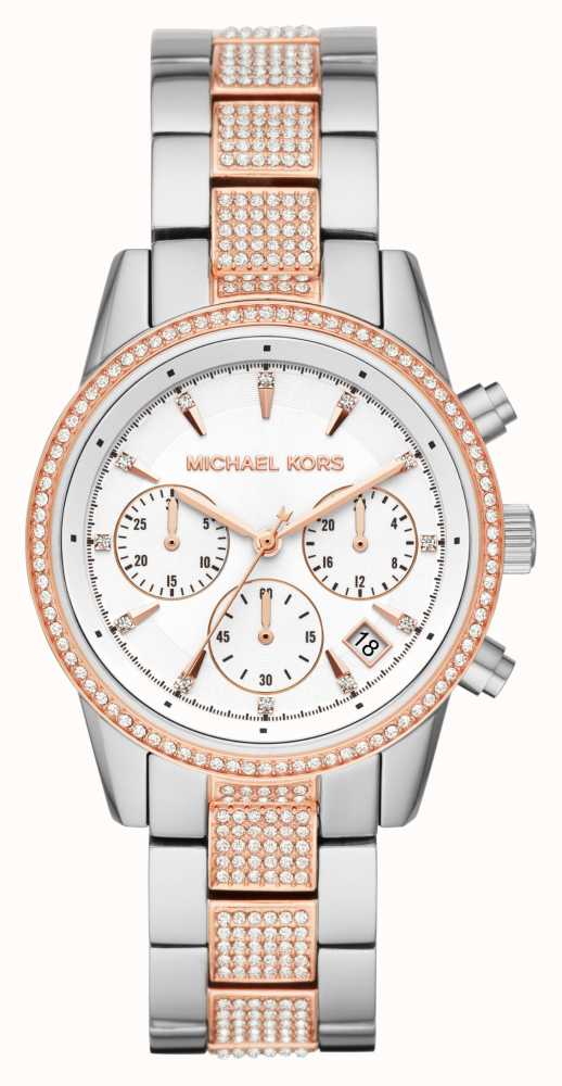 Michael Kors Women's Ritz Two Tone Crystal Set Watch MK6651