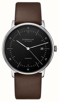 STERNGLAS Naos Automatic (38mm) Black Dial / Brown Leather S02-NA03-PR04