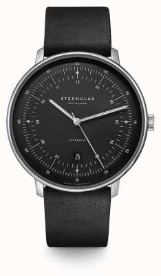 STERNGLAS Men's Hamburg Automatic | Graphite Dial | Black Leather Strap S02-HH11-VI15