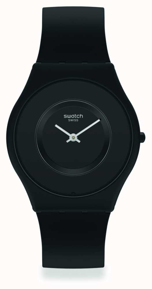Swatch CARICIA NEGRA Black Monochrome Minimalist Watch SS09B100