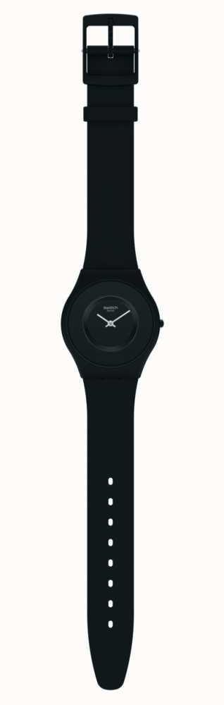 Swatch CARICIA NEGRA Black Monochrome Minimalist Watch SS09B100