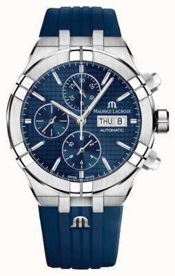 Maurice Lacroix Aikon Automatic Chronograph Day/Date (44mm) Blue Dial / Blue Rubber AI6038-SS000-430-4