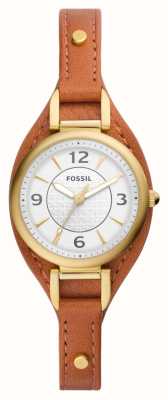 Fossil Carlie (28mm) Silver Dial / Brown Leather Strap ES5297