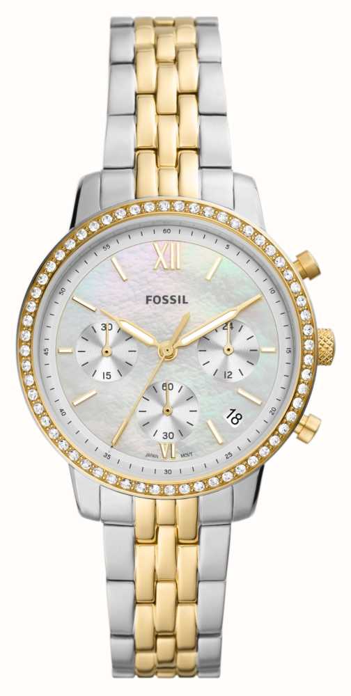 Fossil Women\'s Neutra | Tone ES5216 Dial Two | USA Chronograph Bracelet Class - Mother-of-Pearl First Watches™