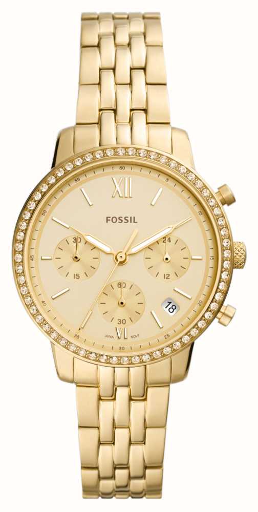 Fossil Women's Neutra | Gold Chronograph Dial | Gold Stainless Steel  Bracelet ES5219 - First Class Watches™ USA