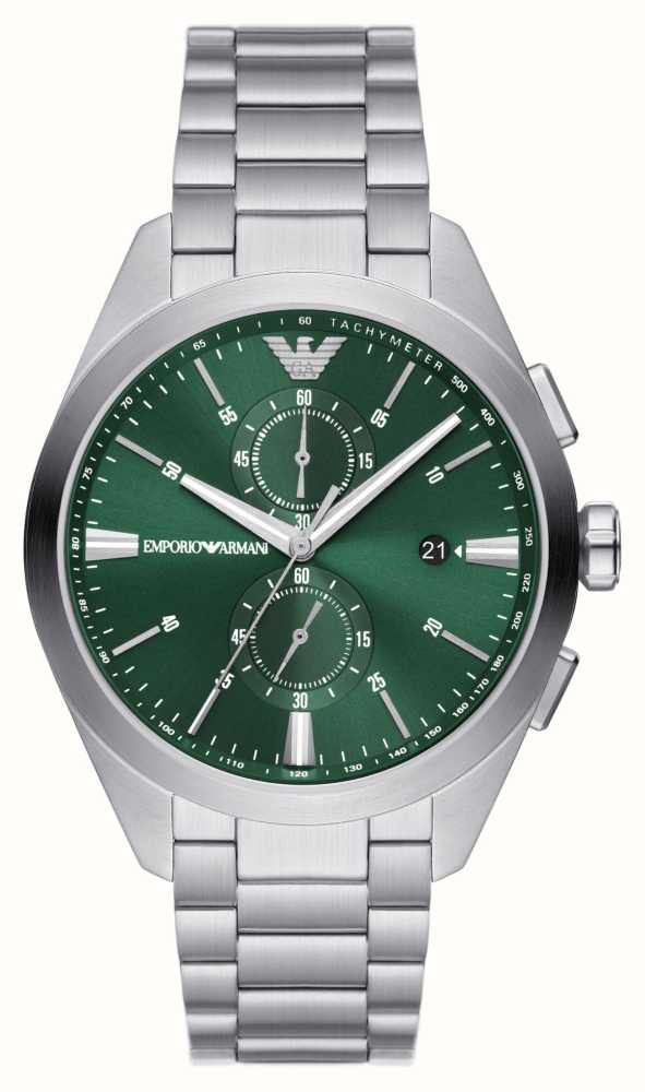 Emporio Armani Men\'s | Green Chronograph Dial | Stainless Steel Bracelet  AR11480 - First Class Watches™ USA