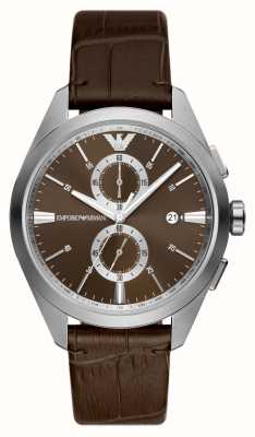 Armani Exchange Black Dial Chronograph | Brown Leather Strap AX1732 - First  Class Watches™ USA