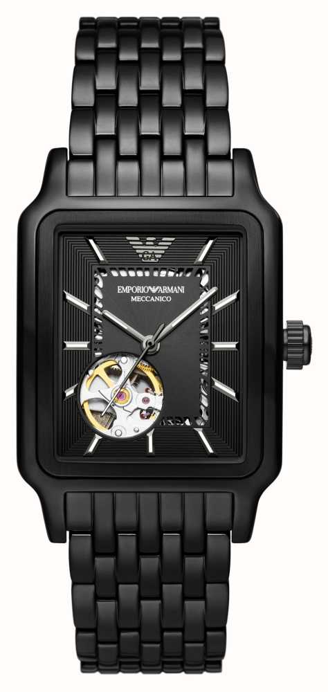 variabel markering Pardon Emporio Armani Men's Rectangular Open Heart Dial Black PVD Watch AR60058 -  First Class Watches™ USA