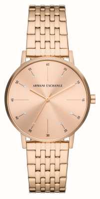 Armani Exchange Rose Gold Crystal Set Dial | Rose Gold PVD Bracelet AX5581