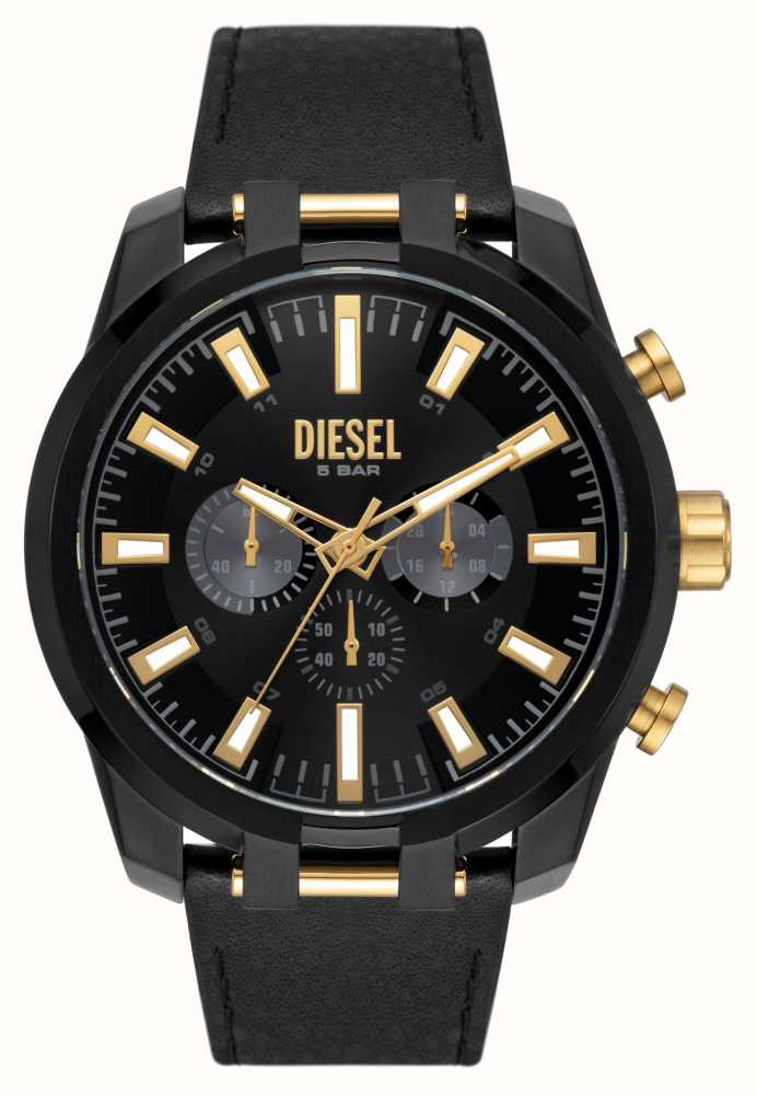 Diesel Split Men\'s Black PVD Case Watches™ Class DZ4610 First Strap Leather USA - Plated