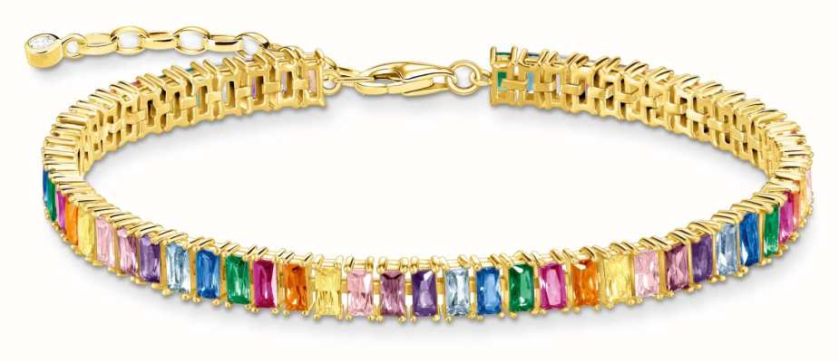 Thomas Sabo Rainbow Heritage | Gold Plated Rainbow Crystal Bracelet A2030-996-7-L19V