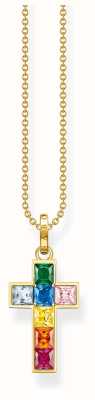 Thomas Sabo Rainbow Heritage | Gold Plated | Rainbow Crystal | Cross Pendant Necklace KE2166-996-7-L45V