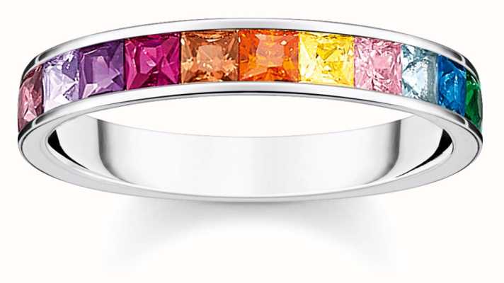 Thomas Sabo Rainbow Heritage | Sterling Silver | Rainbow Crystal Ring | Size 54 TR2403-477-7-54