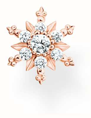 Thomas Sabo Snowflake Single Stud Earring | Rose Gold Plated | Crystal Set H2260-416-14