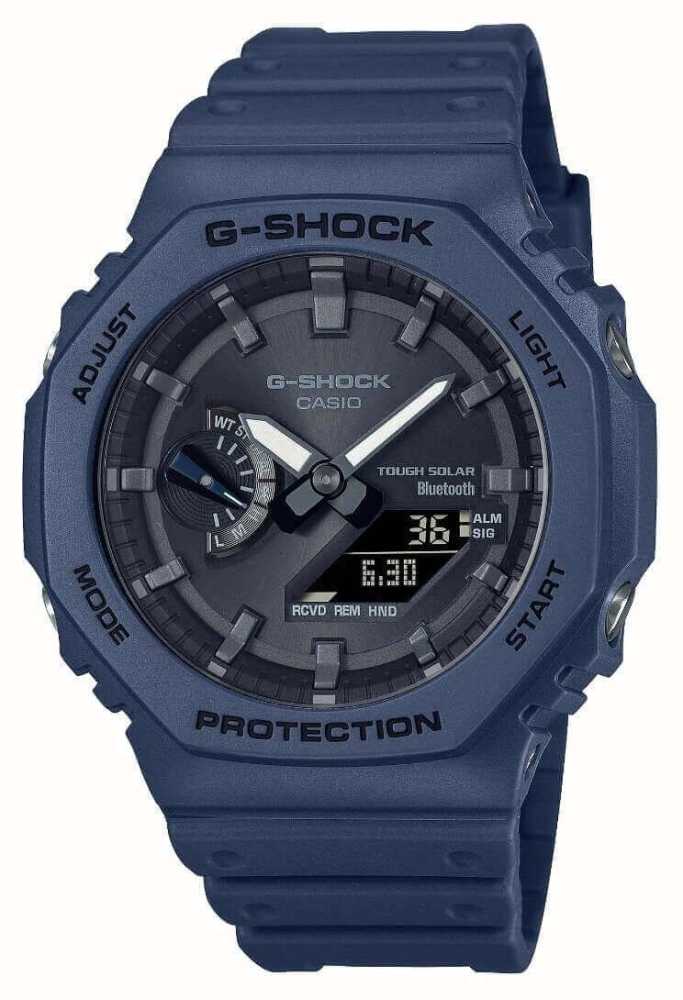Casio USA First - Blue Watches™ Bluetooth With Resin Class Power Watch Solar G-Shock Strap GA-B2100-2AER Men\'s