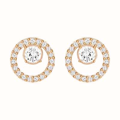 Swarovski Creativity White Circle Crystal Rose Gold Stud Earrings 5199827