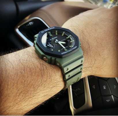| Core Watches™ G-Shock -3AER Rubber Casio Digital GA-2110SU Strap Carbon | USA Green | - Display Class First